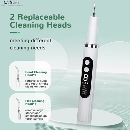 Electric Tooth Cleaning Device Pet Tartar remover Stain Remover Multi-Mode Dental Care Tool with 2 Replaceable Cleaning Heads