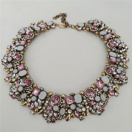 2025 New Fashion Crystal Rhinestones Large Collar Choker Necklace Earrings Women Jewelry Sets Indian Statement Wedding Necklace