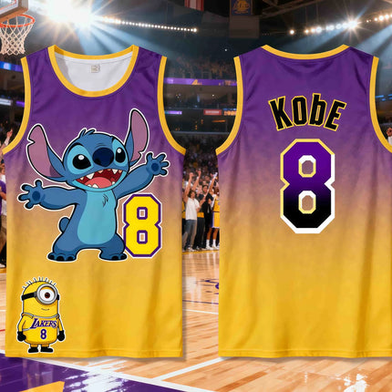 2026 New Girls Women's 3D Printed Stitch Boys Training Men's Sports Sleeveless Vest NO.8 KOBE Basketball Tank Tops T-shirt