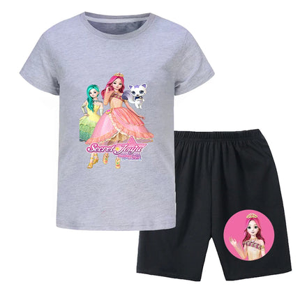 Secret Jouju Blouse Short Sleeve Summer Wear Two-piece Set Summer Suit for Girls Outdoor Clothes for Children Children's Tops