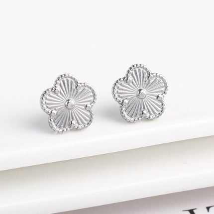 Metal Laser Five Leaf Flower Bracelet Necklace Earrings Jewelry Set Classic For Woman Stainless Steel Jewelry Daily Wear Clover
