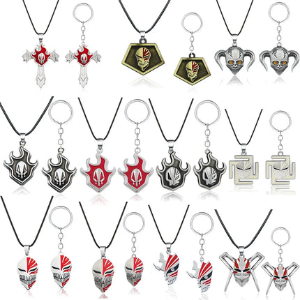 Anime Bleach Keychain Cosplay Props Kurosaki Ichigo Pendant Necklace For Women Men Backpack Charm Choker Jewelry Gifts