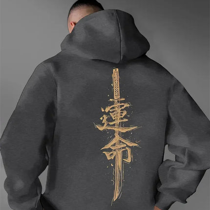 Japanese-style Fate Fashion Print Design for Men's Autumn and Winter Sweatshirts Hoodies Trendy Street Casual Sporty Pullovers