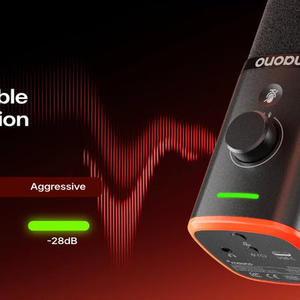 maono PD100W Wireless Dynamic Microphone Cardioid Dynamic Mic 50m Range One-Touch Noise Reduction RGB for Gaming Live Streaming