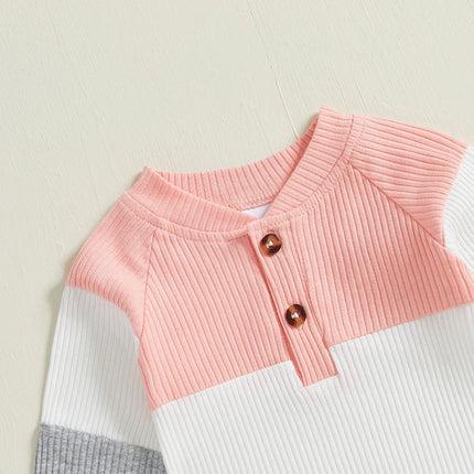 Newborn Infant Baby Girl Clothes Ribbed Knitted Long Sleeve Romper Long Pants Stretchy Fall Outfits