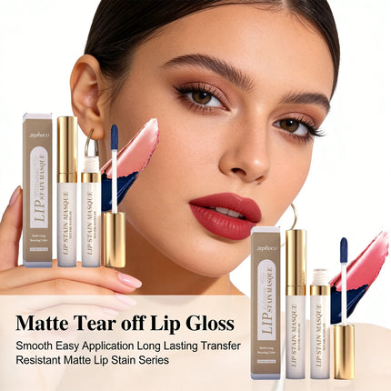 Matte Tear off Lip Gloss Peel off Lip Stain Reveal Long Lasting Waterproof Hydrating Tinted Natural Lip Gloss Makeup 3 Colors