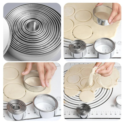 11pcs Round Cookie Biscuit Cutter Set Stainless Steel Donut Cutter Ring Molds Kitchen Graduated Circle Pastry Cutters Bakeware