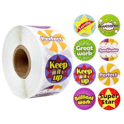 100-500pcs Cute Reward Stickers Roll with Word Motivational Stickers for School Teacher Kids Student Stationery Stickers Kids