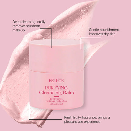 EELHOE Strawberry Cleansing Balm Makeup Remover Deep Cleansing Face Pore Cleaning Oil-Based Magic Purifying Cleansing Balm 50g