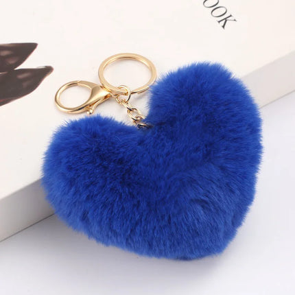 New Heart Plush Hair Ball Keychain Women Leopard Pompom Love Car Key Chain Bags Pendant Hairball Key Rings Jewelry llaveros 키링