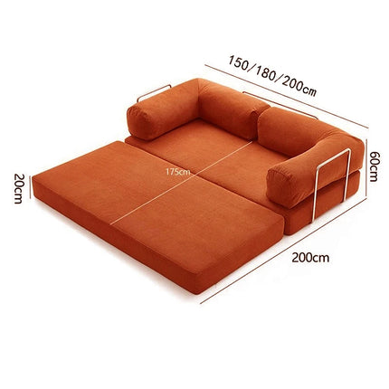 150CM Modern Style Air Compression Fabric Flannel Deformable Modular Couch for Living Room Sectional Composable  Sofa Bed