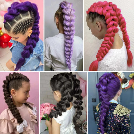 Synthetic Purple|Black|Brown|Pink Braids Ponytail Hair Extensions Long Ponytail for Kids Girls Halloween Cosplay Daily,Rumi Hair
