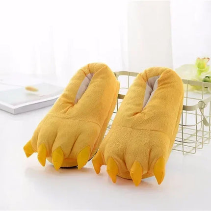 Tiger Animal Paw Slippers For Boy Girl Unisex Kids Cute Monster Claw Slippers Cartoon Soft Plush Warm Home Slippers Child Shoes