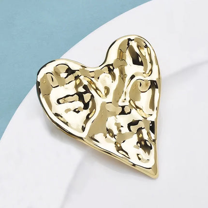 Wuli&baby Big Stainless Steel Heart Brooches For Women 2-color All-match Love Party Office Brooch Pins Gifts