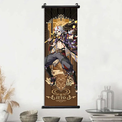 Genshin Impact Poster Anime Hot Games Wall Artwork Hutao Klee Vendi Canvas Painting Print Hanging Scroll Home Decoration Gift