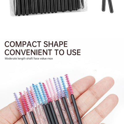 NEW 50Pcs Makeup Eyelash Brushes Disposable Crystal Eyebrow brush Diamond Handle Mascara Wand Applicator Lashes Extension Tools