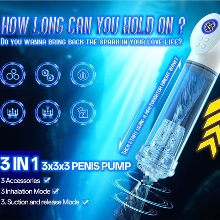 USB Electric Male Pump Increase Size Enhancement Air Vacuum Pump Masturbator Airplane Cups Sex Toys For Men
