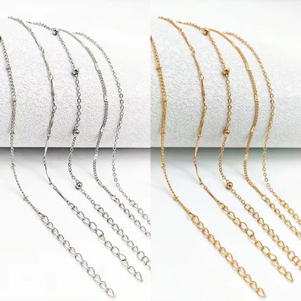 5 Pcs /set Silver plated Stainless Steel Anklet for women men Summer Beach Bracelet Accessories Jewelry Valentine's Day Gift