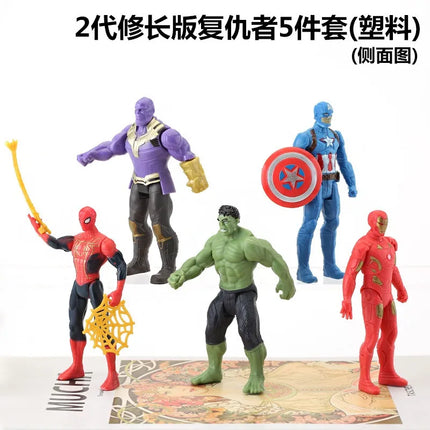 5Pcs Avengers: Captain America Thor Hulk Iron Man Figurine Doll Marvel Vinyl Face Figurines Toys Funny Decor Model Kids Toys