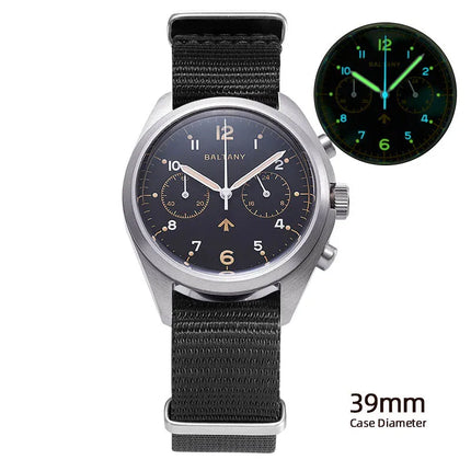 Baltany 39mm Quartz Watch Man S5044 Military Chrono RAF 6BB Homage Watch Multifunction Stainless Steels Chronograph Watches