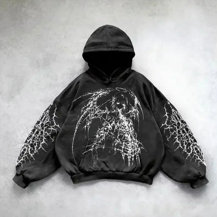 American Y2K New Hip Hop Trend Retro Hoodie Women Street Casual Loose Joker Vintage Sweatshirt Unisex Fleece Padded Warm Hoodie