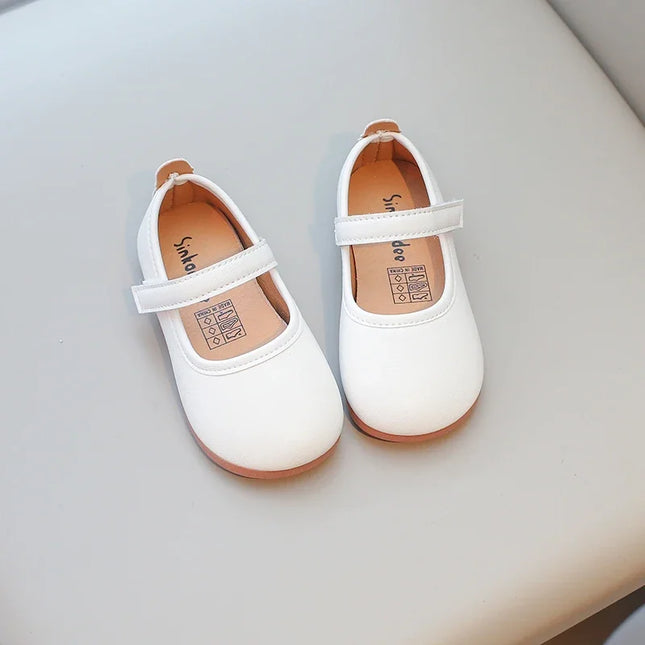 Girls Simple Leather Flat Shoes Fashion Princess Sweet Kids Flats Children Mary Janes for Wedding Party Classic Style Elegant