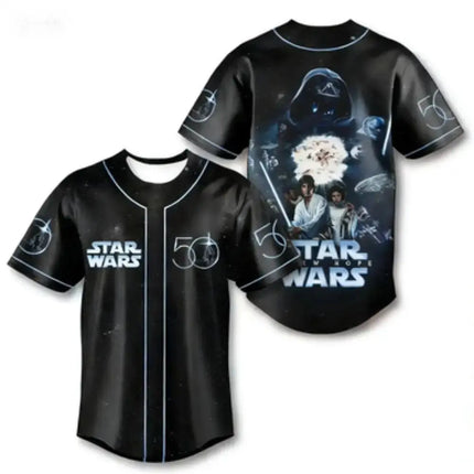 STAR WARS 50TH ANNIVERSARY BASEBALL JERSEY - SUITABLE FOR EVERYDAY CASUAL WEAR FAN GATHERINGS AND THEMED EVENTS 3D QUICK-DRYING