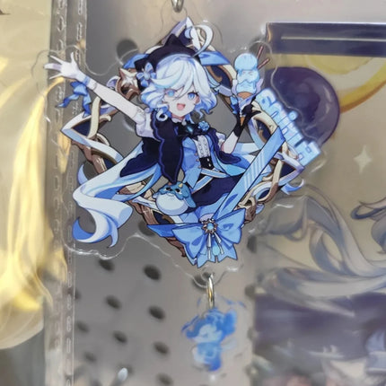 Game Genshin Impact Furina Wanderer Scaramouche Cosplay Keychain Acrylic Figure Key Chain Backpack Decoration Keyring Prop