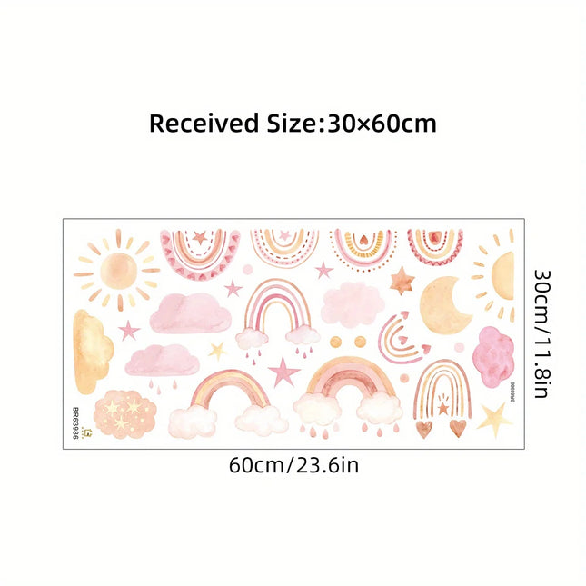 1Pc Cartoon Rainbow Colorful Clouds Princess Theme Wall Stickers for Bedroom Kids Room Decor Living Room Nursery Decoration