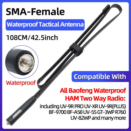 ABBREE CS Tactical Antenna SMA-Female Dual Band VHF UHF 144/430Mhz Foldable For Walkie Talkie Baofeng UV-21 UV-5R QuanSheng K5
