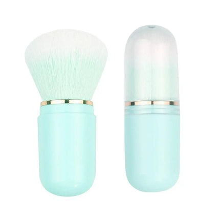 Hot Retractable Retractable Kabuki Brush Capsule-shape Multifunctional Travel Makeup Brush Cute Nail Powder Brush for Blusher