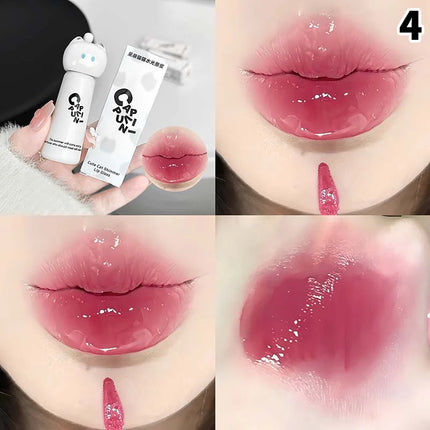 Cappuvini Cute Cat Lip Gloss Moisturizing Smooth And Long-lasting Lip Glaze 4 Shades Easy To Apply Lip Stain For Beginners