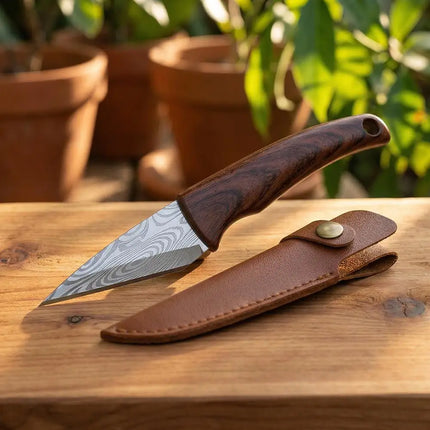 Wooden Handle Grafting Knife With Leather Shell Suitable For Garden Grafting/unpacking Etc Solid Wood Handle Garden Hand Tool