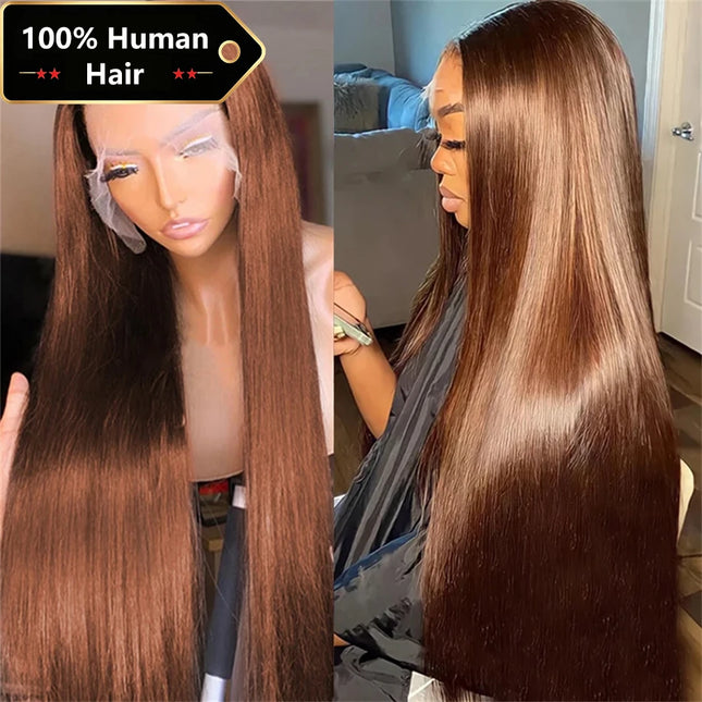 13x4 Chocolate Brown Lace Front Wigs Human Hair For Women 13x6 HD Straight Lace Frontal Wig 4x4 5x5 Closure Human Hair Wig