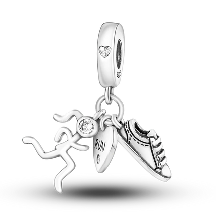 Inlaid Zircon Charm Beads 925 Sterling Silver Color Love Heart Snake Dangle Fit Original Bangle Bracelet Charms Pendant Jewelry