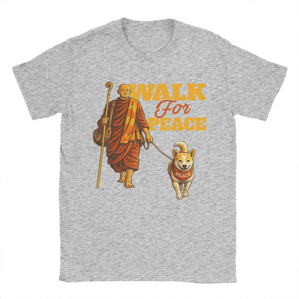 Casual T-Shirt Summer Peace Walking Monks and Aloka Dog Walk for Peace Hipster T-Shirts for Men Y2K Retro Short Sleeve Clothing