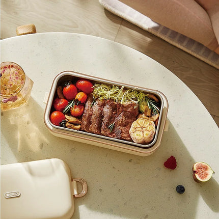 45W Electric Lunch Box 800ml Portable Food Heater 304 Stainless Steel Insulated Box Home/Office Hot Meal Bento Meal 800ml
