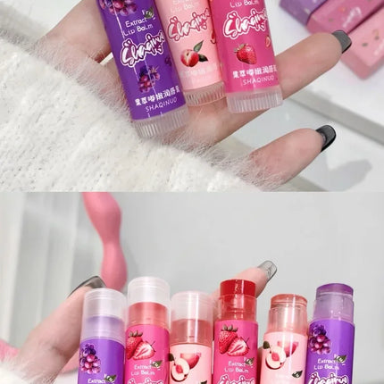 Jelly Fruit Lip Balm Plant Extract Moisturizing & Nourishing Lip Pomade Lasting Hydrating Lip Gloss Care Juicy Peach Lipsticks