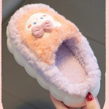 2025 Winter Children's cute  Cotton Home Slippers Frozen Girl's Snow Non Slip Warm Baby Slippers Pink Blue Size 24-41