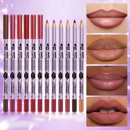 12 pcs Long-Lasting Lipstick Set with Professional Lip Liner Pencil and Matte Lip Gloss for Women Valentine's Day Gifts