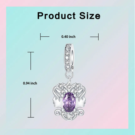 925 Sterling Silver January-December Birthday Stone Love Zircon Pendant Bead Fit Charms Necklace Bracelet Women Jewelry DIY Gift