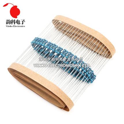 100pcs 1/4W 0R-22M 1% Metal Film Resistor 0.25W 0 2.2 10 100 150 220 270 330 470 1K 2.2K 4.7K 10K 47K 100K 470K 1M 10M 20M ohms