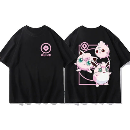 2026 Summer Pokemon Charizard Evolution Double Sided Print T-Shirt 100% Cotton Oversized Couple & Family Tee for Travel & Sports