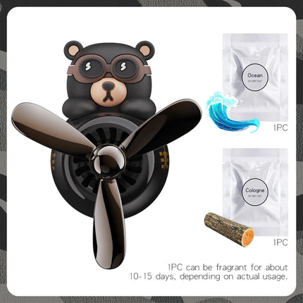 Rotating pilot bear ornaments outlet car air freshener vent clip perfume airplane fragrance diffuser decorations accessories men