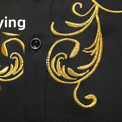 Retro Court Style Embroidered Long Sleeve Shirt Men's Collared Shirt Spring 2025 New Arrival Casual British Style Clothing