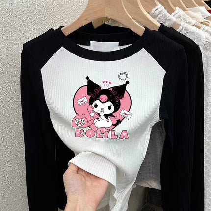 Girls Pure Cotton Long Sleeve T-shirt Spring Autumn Base Layer Shirt Inner Wear Children's Clothing Casual Slim Fit Round Neck