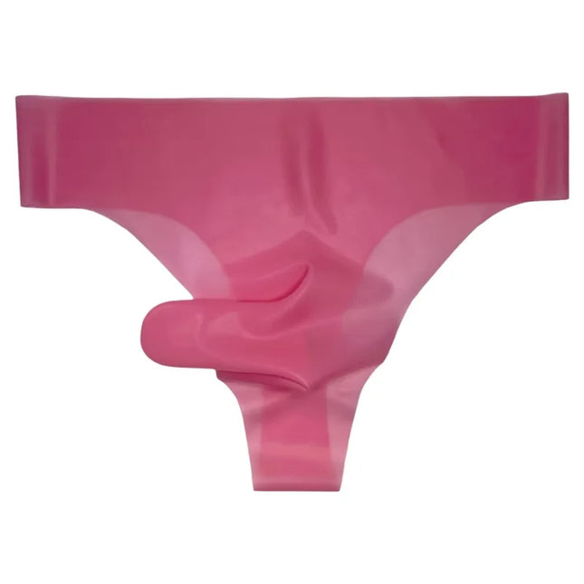 Latex Fetish Underwear Sexy Men Bullet Separation Thong G-Sring Transparent Black Natural Latex Wet Look Lingerie Underpants