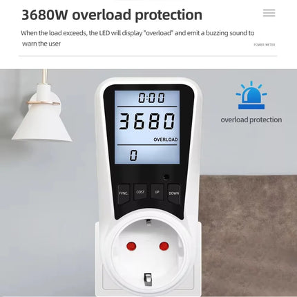 220V Digital Wattmeter AC EU Power Meter LCD Electricy Consumption Meter Socket Wattage Kwh Energy Test FR US BR Power Analyzer