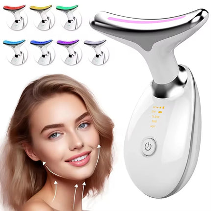 3 in 1 Microcurrent Neck Massager Facial Lift Tighten Face Contour and Smooth Lines Device 3 Color LED Light Beauty Instrument