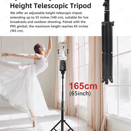 P05 AI Follow Gimbal 360 Rotation Face Tracking Stabilizer Filming Portable Desktop Cellphone Holder for Live/Photo